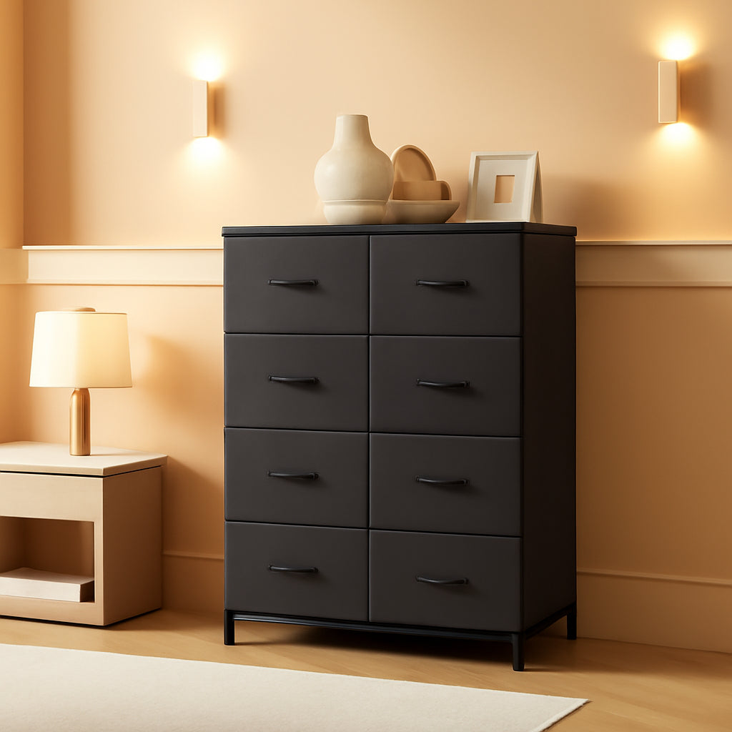 Tall Fabric Dresser With 8 Drawers For Bedroom Storage