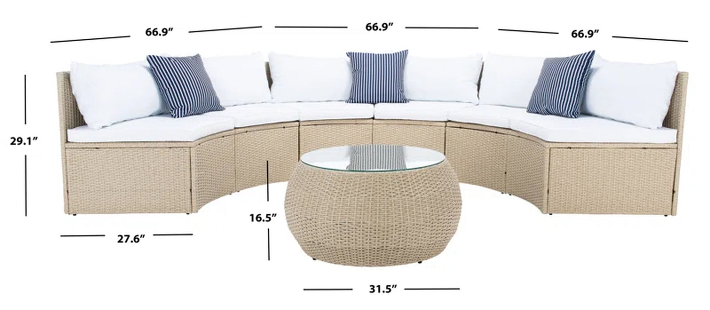 Wicker Six Person Patio Conversation Set With Cushions