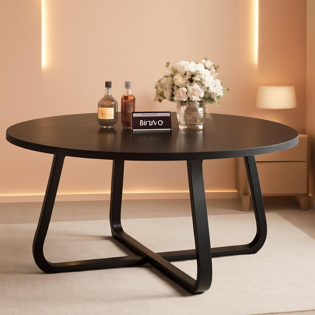 Circular Dining Table 51 Inch Black Oak Wood Finish