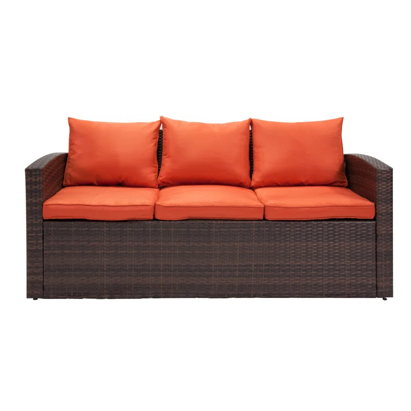 Outdoor Wicker 7 Person Seating Group With Cushions