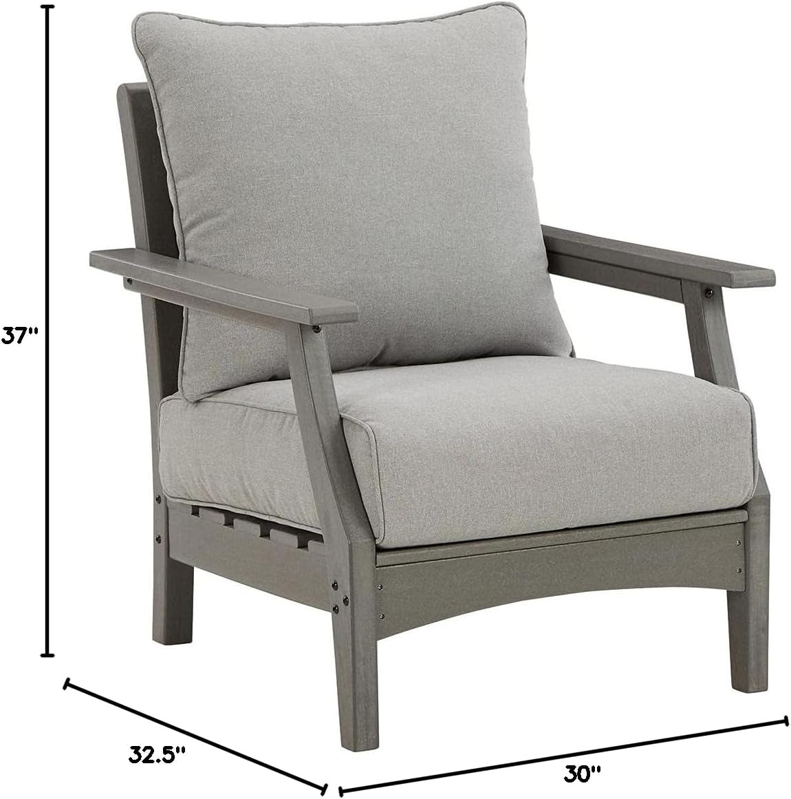 Cushioned Outdoor Lounge Chairs Set of Two Gray