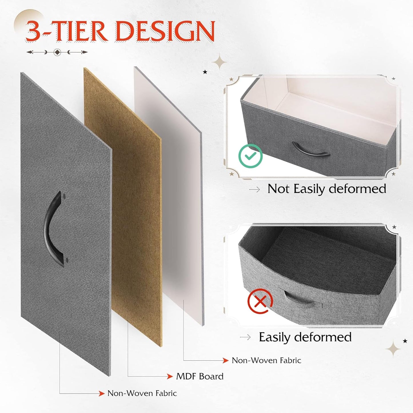 Tall Dresser With 13 Drawers Dark Grey Fabric For Bedroom Storage