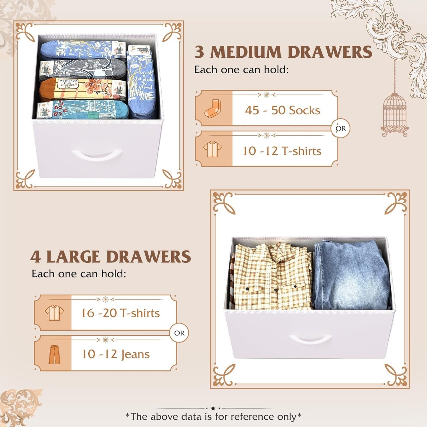 White Dresser With 7 Drawers Steel Frame Wood Top Bedroom Storage