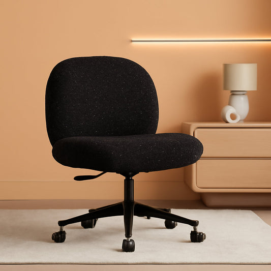 Wide Seat Swivel Office Chair With Locking Wheels Black