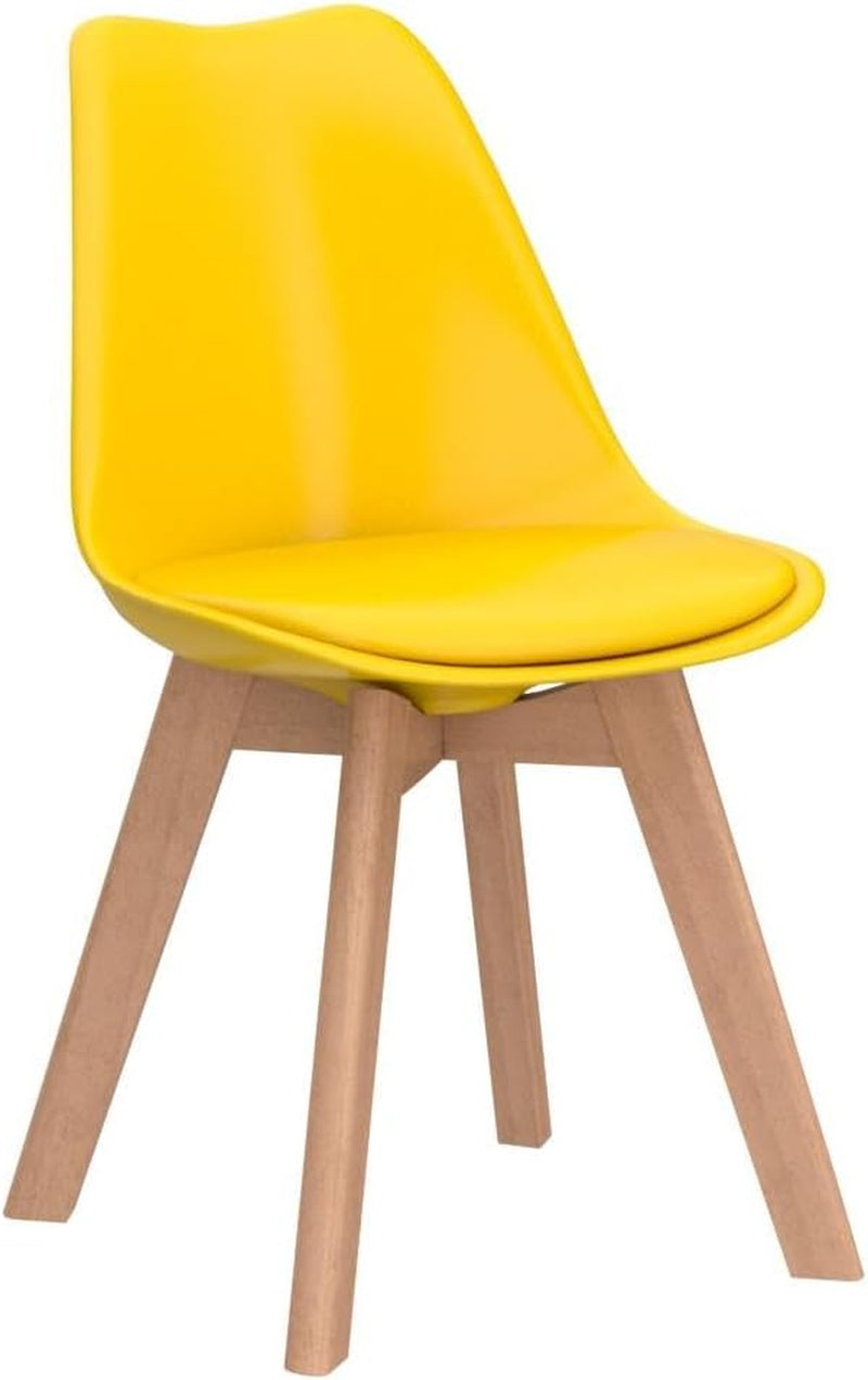 Yellow Dining Chairs Set of 2 With Natural Wood Legs