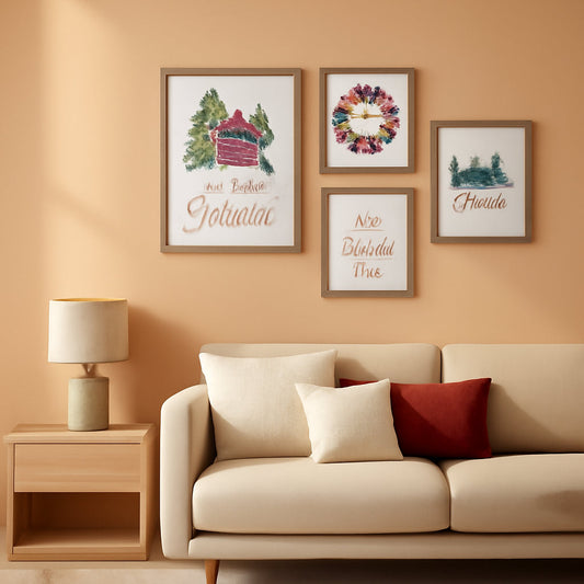 Framed Christmas Forest Wall Art Set 5 Piece Holiday Decor