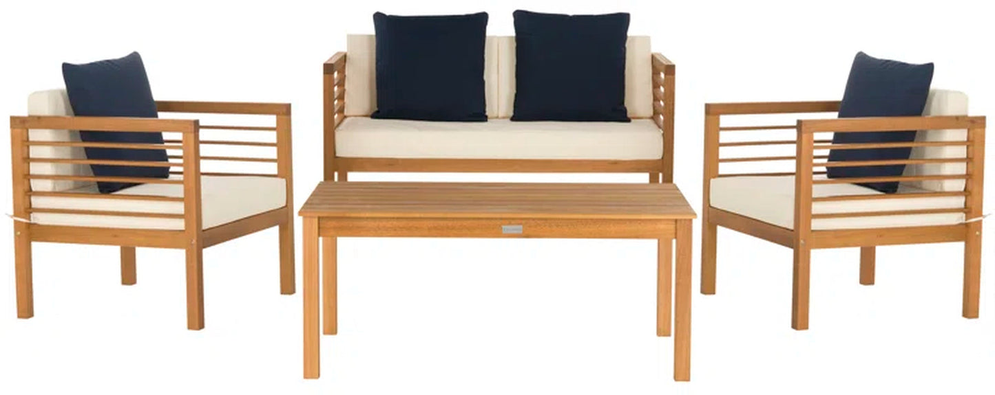 Outdoor Weatherproof 4 Piece Patio Sofa Set With Cushions