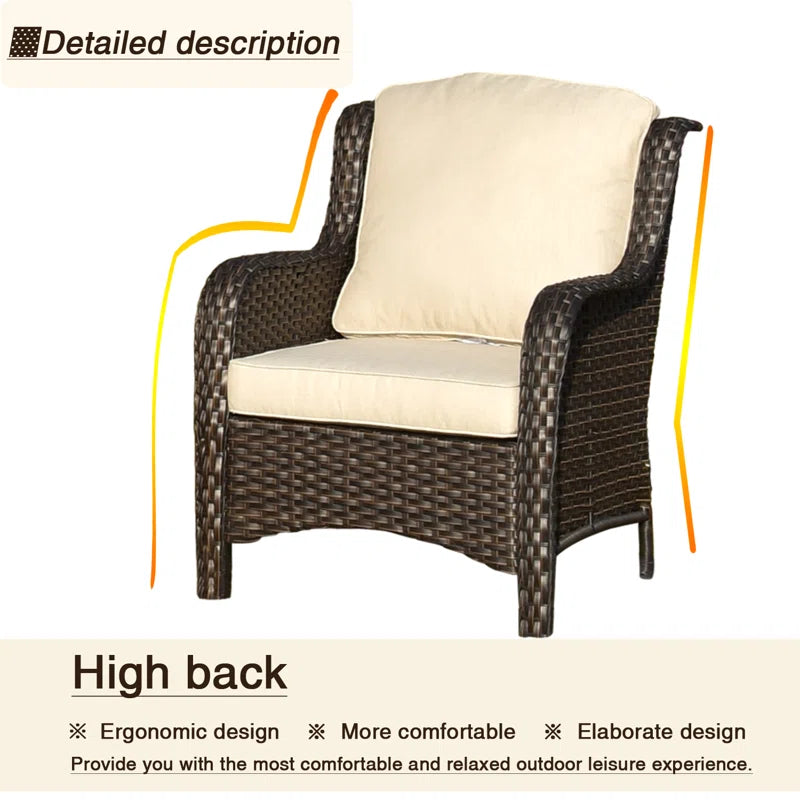 Patio Outdoor Rattan 5 Piece Seating Group With Cushions