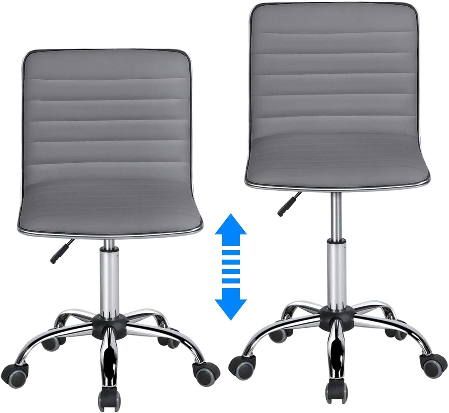 Grey PU Leather Armless Office Chair Height Adjustment