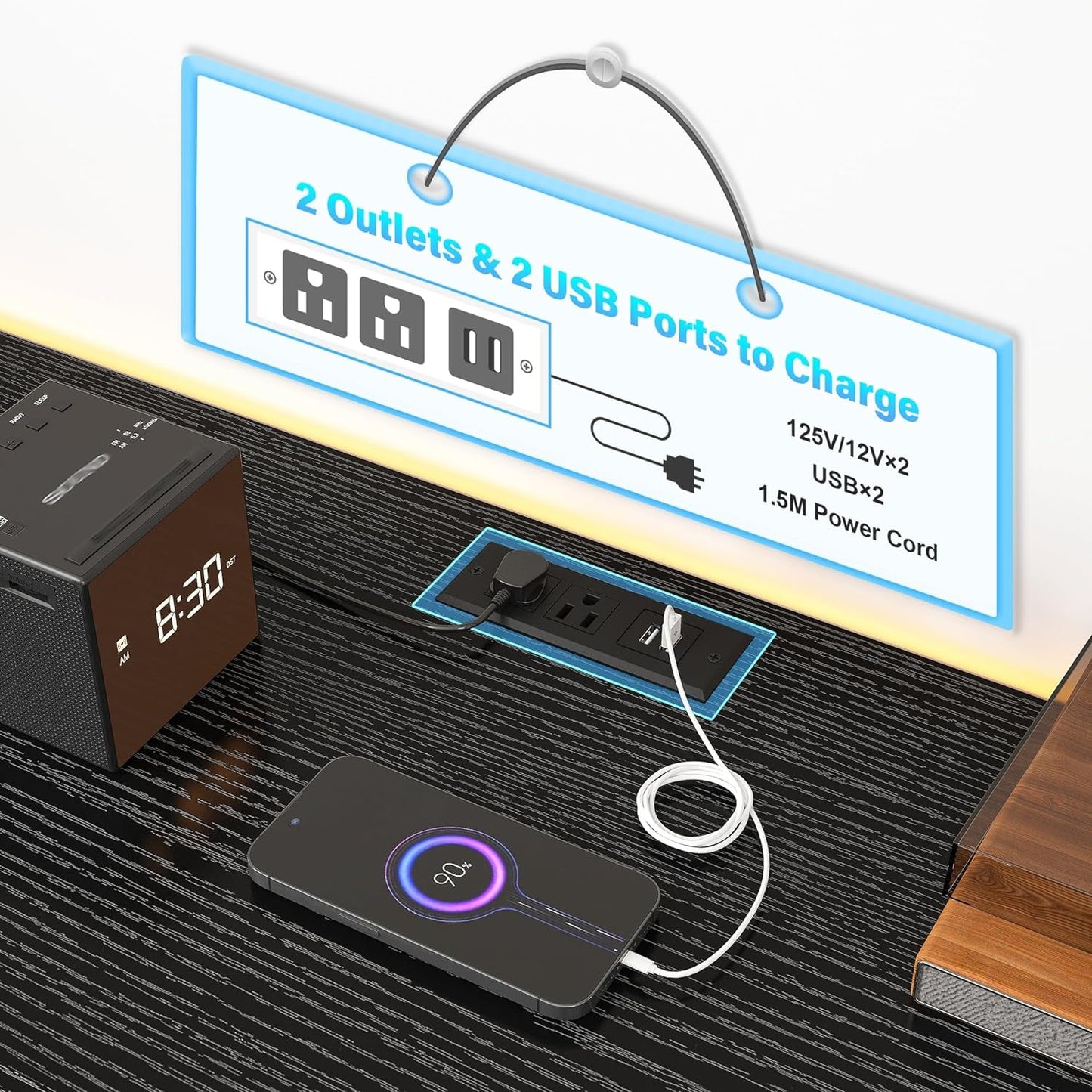 Black Dresser With 75 Inch TV Stand For Living Room