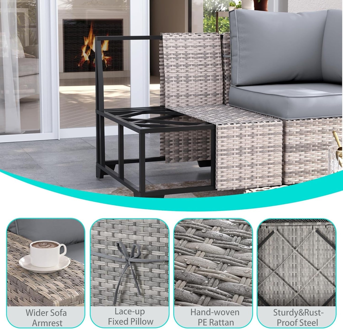 10-Piece Outdoor Patio Set with Fire Pit Table
