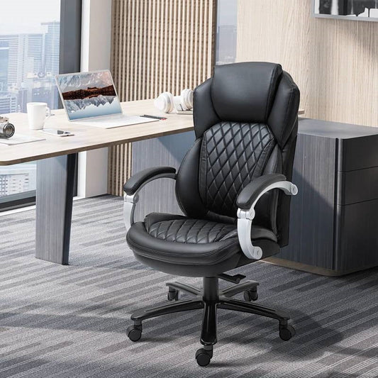 Black Big and Tall Diamond Stitching Executive Adjustable Height Office Chair