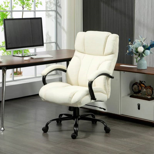 Cream White Big/Tall Adjustable Height Office Chair - 500 lbs. Weight Capacity