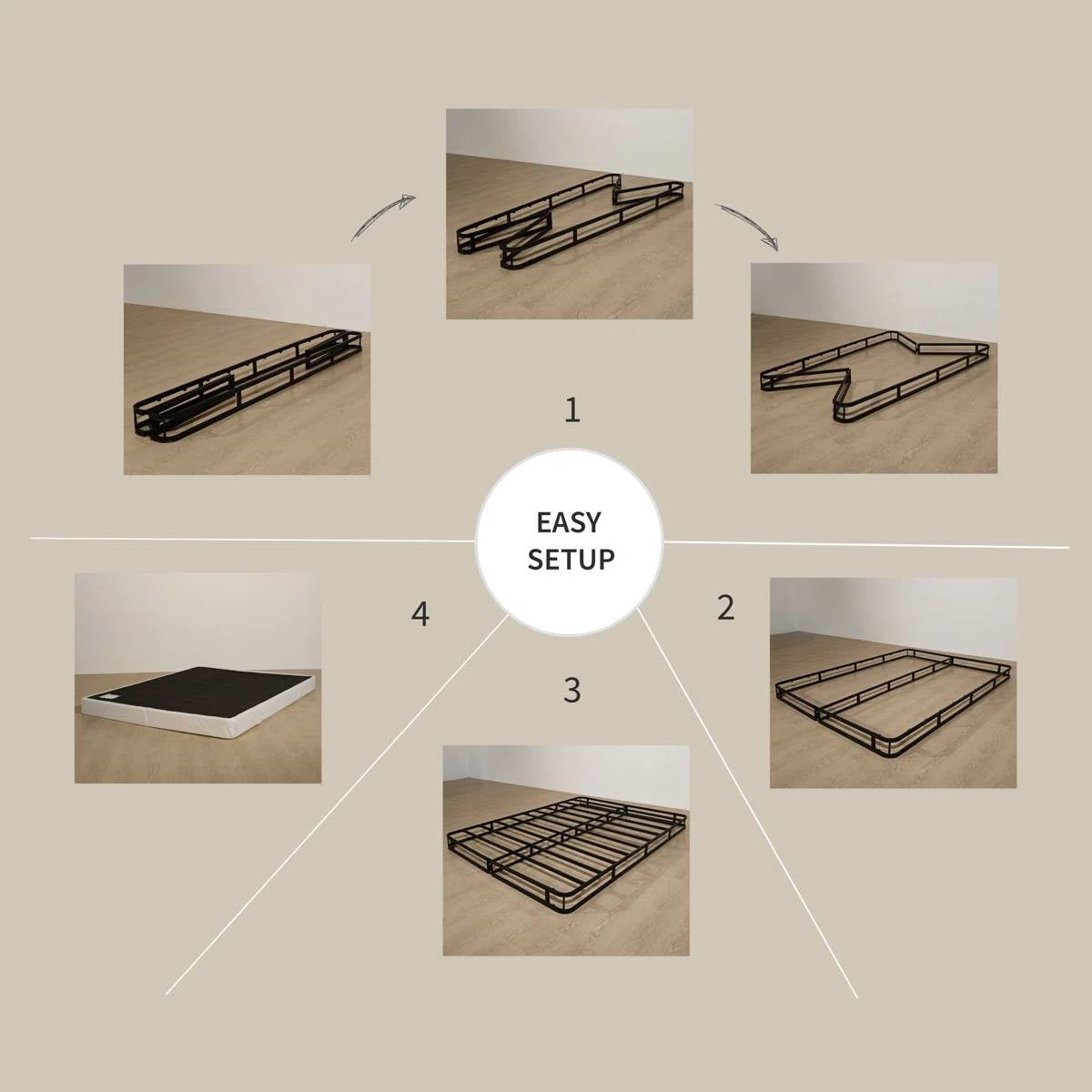 Full size 8-inch Metal Frame Box-Spring Mattress Foundation with Cover