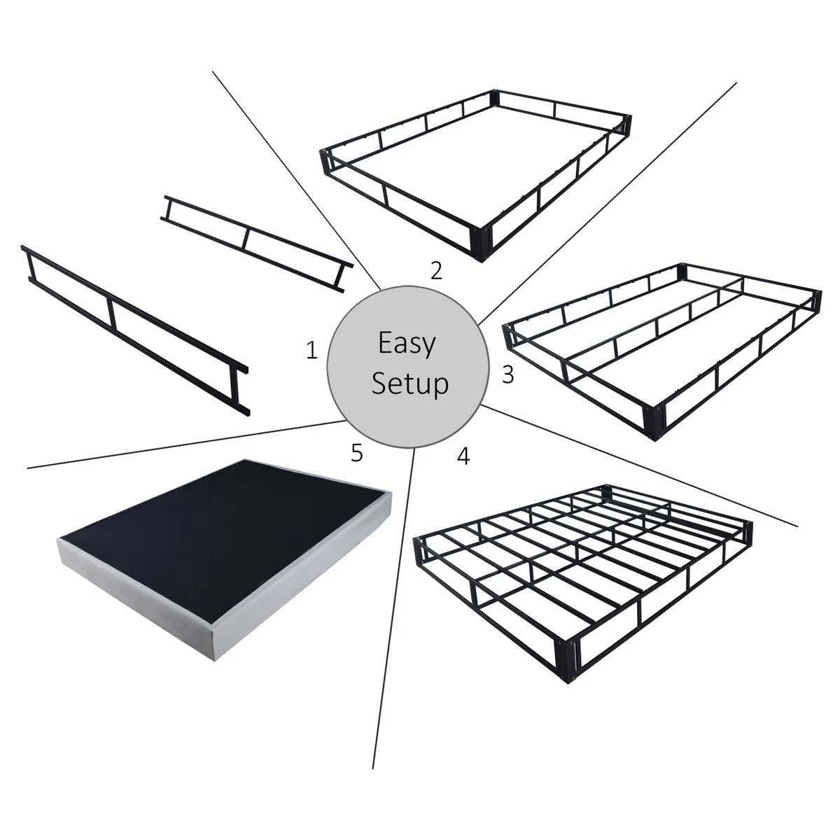 Full size 7.8-inch Metal Frame Box-Spring Foundation for Mattress with Cover