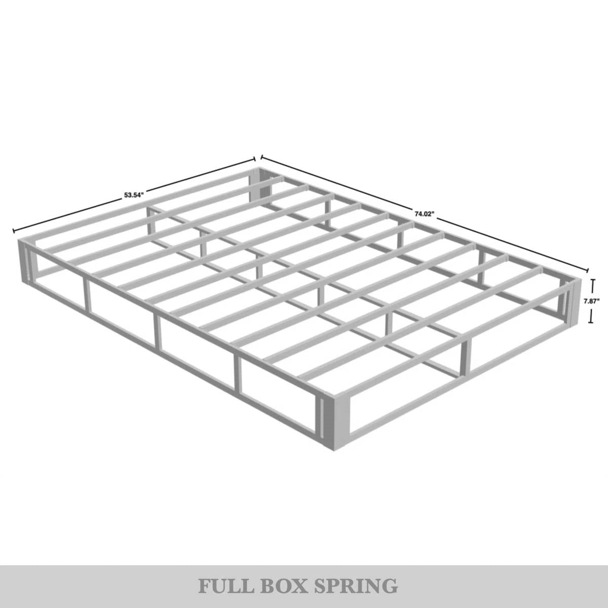 Full size 7.8-inch Metal Frame Box-Spring Foundation for Mattress with Cover