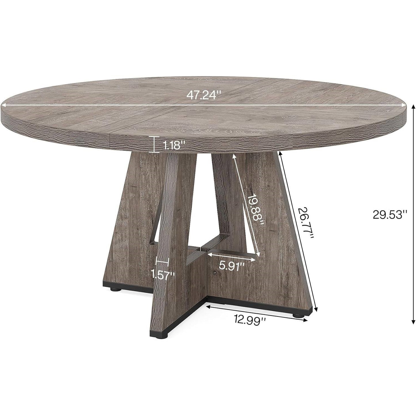 Modern Kitchen 4-Person Circular Dining Table in Grey Wood Finish