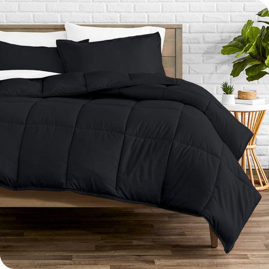 King/Cal King size Luxuriously Soft Down Alternative Comforter Set in Black