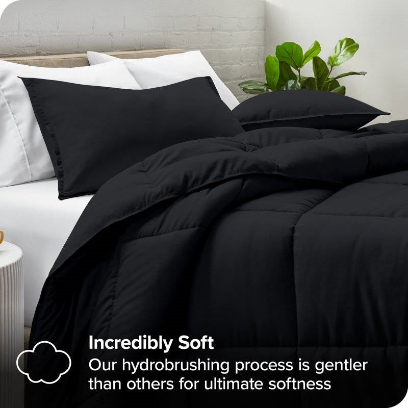 King/Cal King size Luxuriously Soft Down Alternative Comforter Set in Black