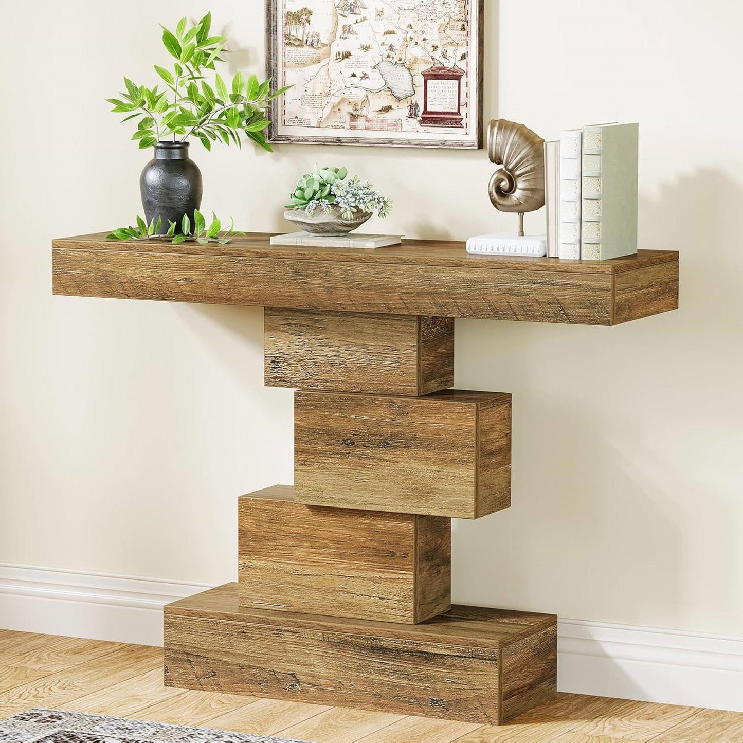 Modern Farmhouse 42-inch Entryway Accent Sofa Table in Light Brown Wood Finish