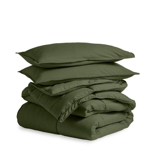 Queen size Hypoallergenic Down Alternative Comforter Set in Olive Green