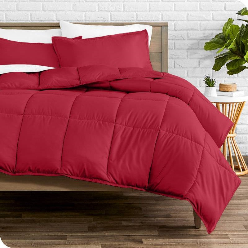 Full/Double Size All Season Super Soft Down Alternative Comforter Set Red