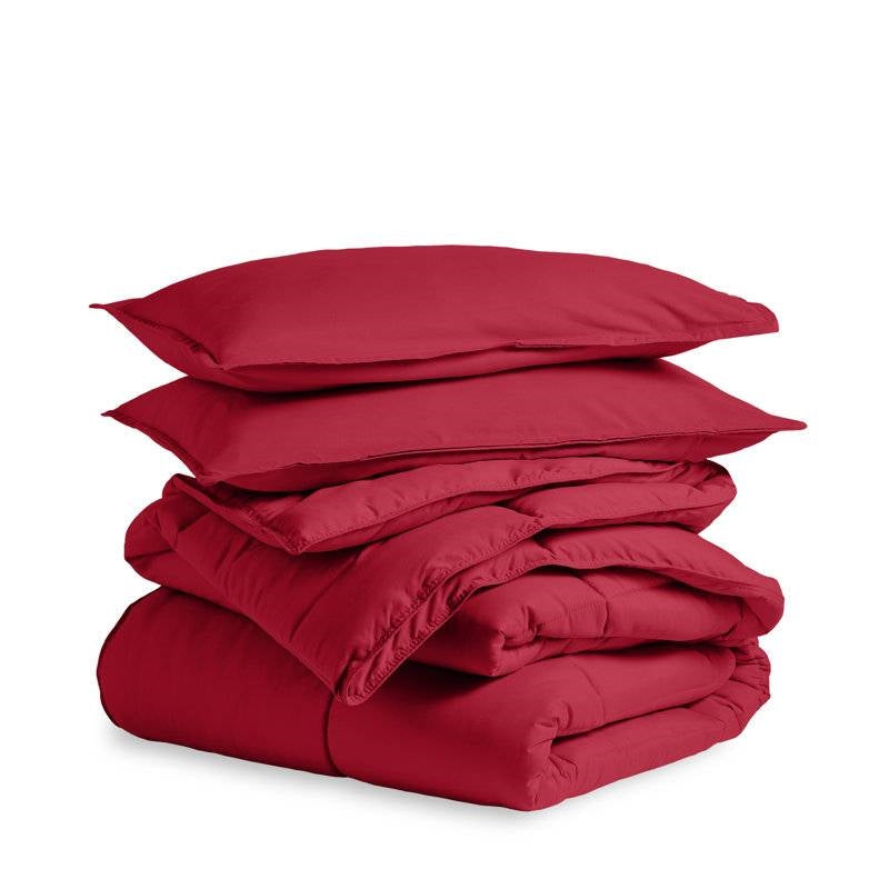 King/Cal King Size All Season Super Soft Down Alternative Comforter Set Red