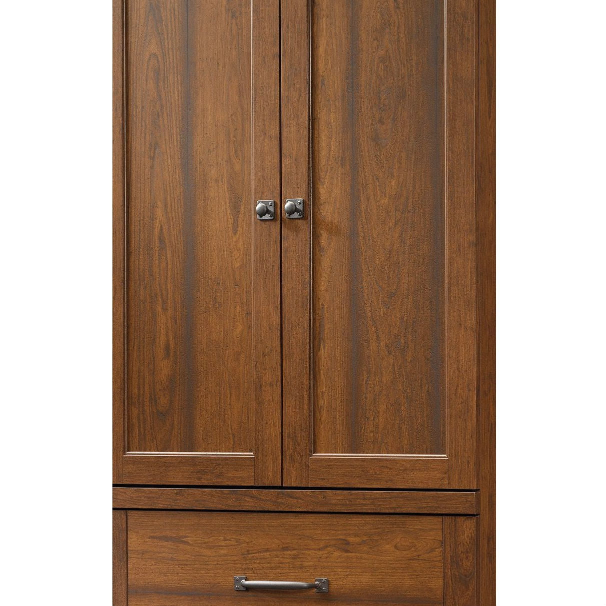 Bedroom Wardrobe Cabinet Storage Armoire in Medium Brown Cherry Wood Finish
