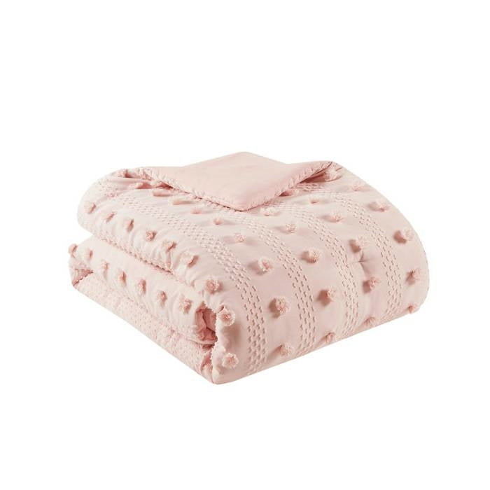 Twin/Twin XL 2-Piece Pink Pompom Hypoallergenic Microfiber Comforter Set
