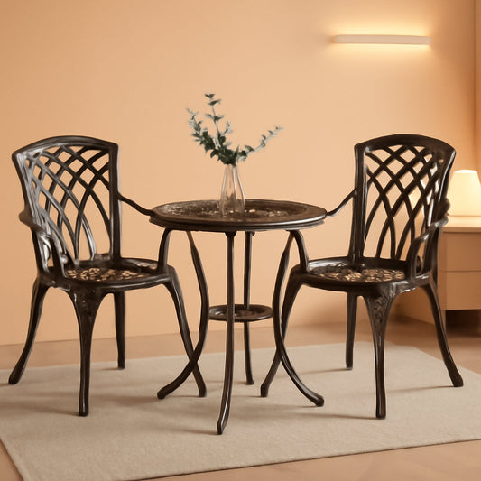 Bistro Set 3 Piece Rustproof Cast Aluminum Furniture Bronze