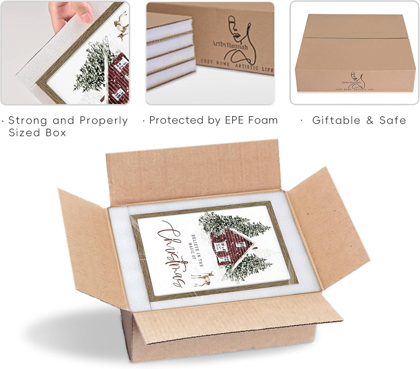 Framed Christmas Forest Wall Art Set 5 Piece Holiday Decor