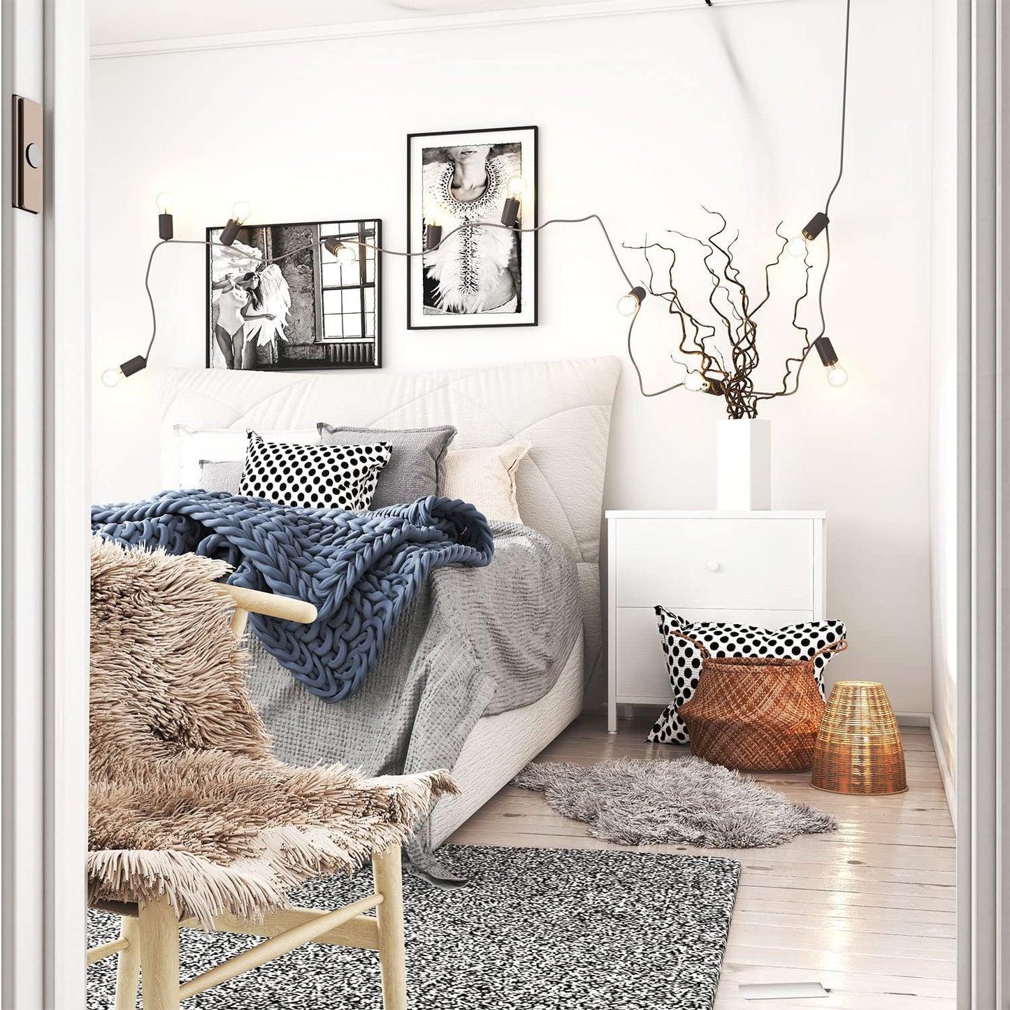 White Nightstand With 2 Drawers Bedside End Table Storage