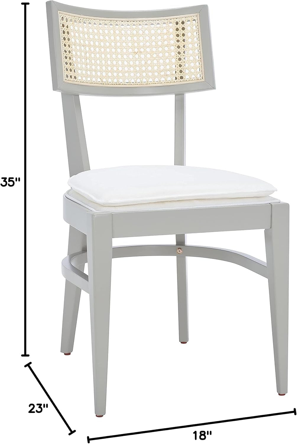 Coastal Grey Cane Seat Cushion Dining Chair For Kitchen