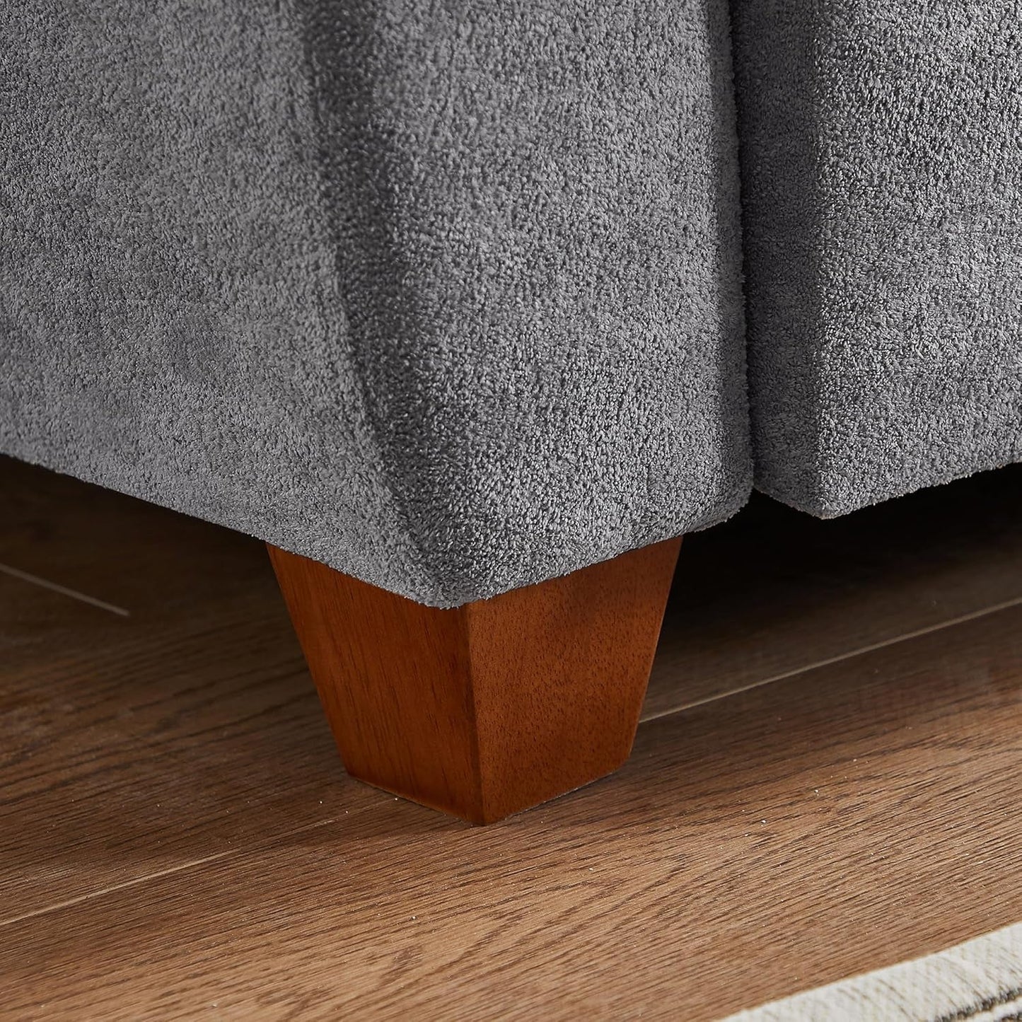 Light Grey Microfiber Sectional Sofa With Storage Ottoman