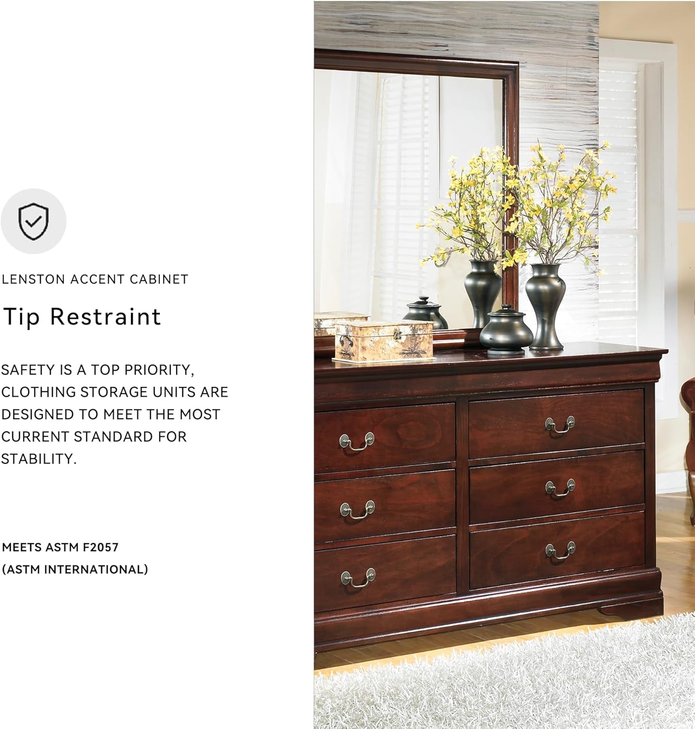 Alisdair Traditional Dark Brown Six Drawer Dresser