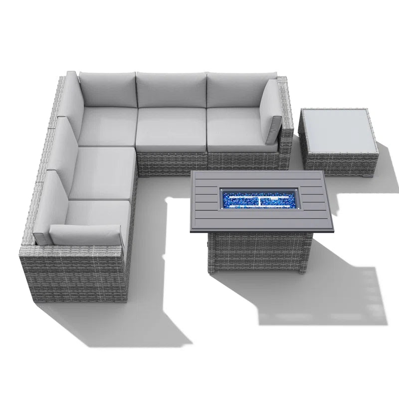 Caydin 5 Person Modular Patio Conversation Set Fire Pit