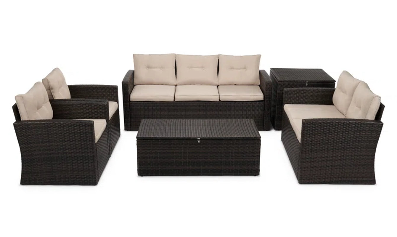 Rattan 7 Person Outdoor Seating Group With Cushions