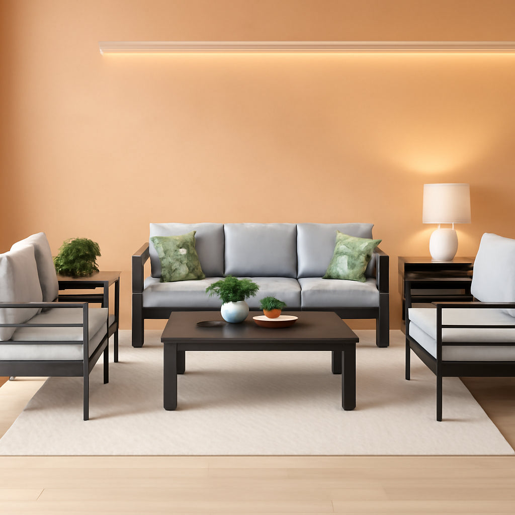 5 Piece Modern Aluminum Outdoor Patio Sectional Set