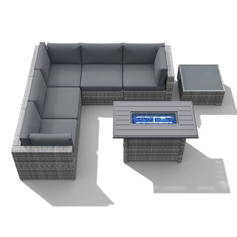 Caydin 5 Person Modular Patio Conversation Set Fire Pit