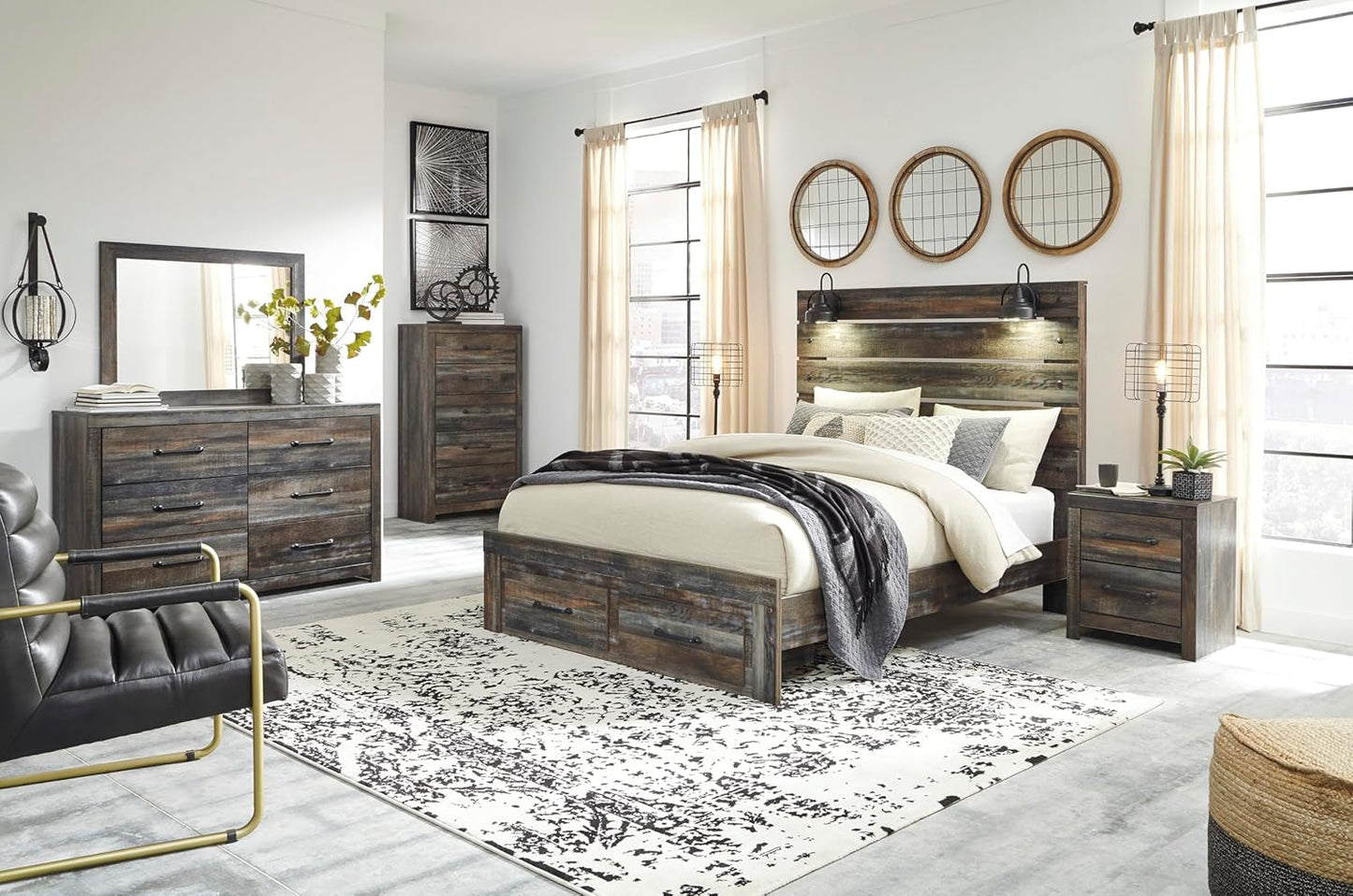 Rusticated Six Drawer Dresser Weathered Brown Bedroom
