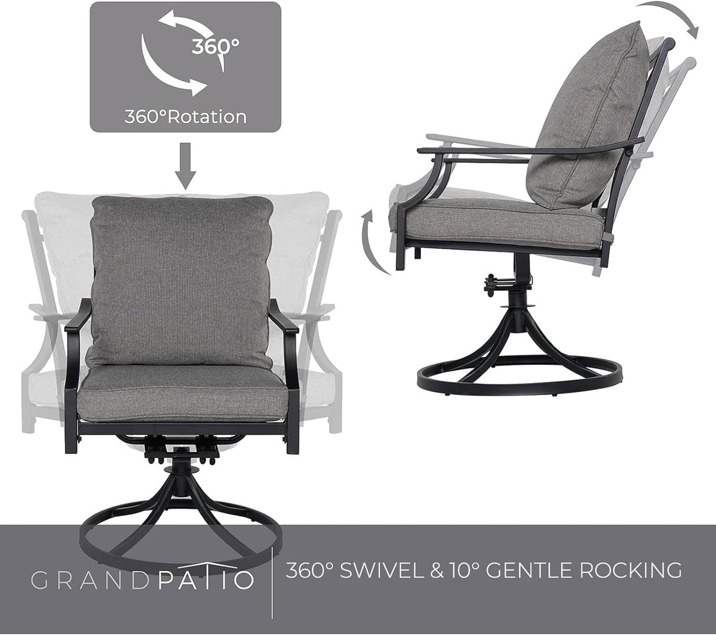 7 Piece Patio Dining Set For 6 With Swivel Chairs And Olefin Cushions