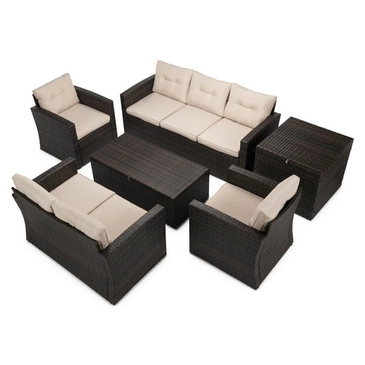 Rattan 7 Person Outdoor Seating Group With Cushions