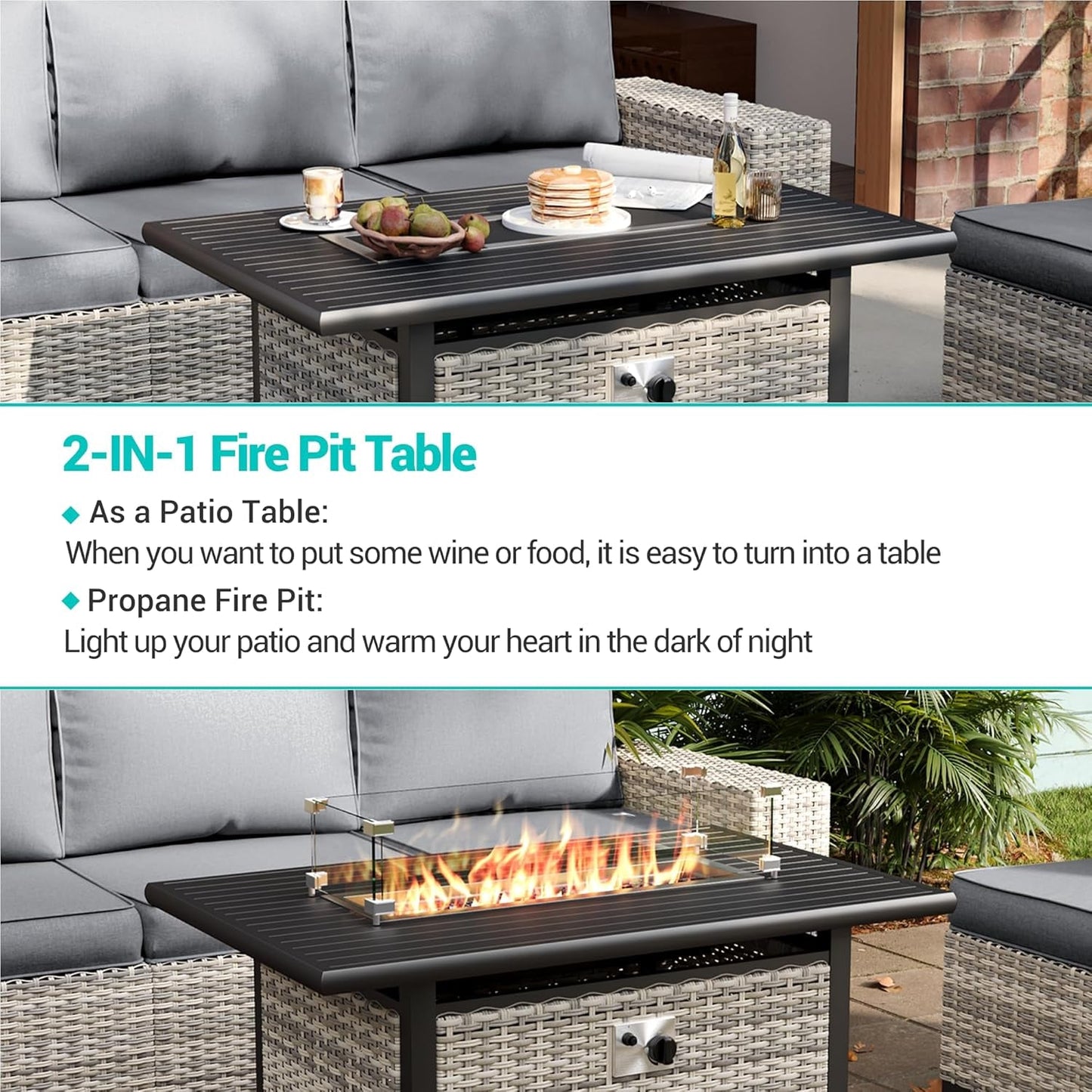 10-Piece Outdoor Patio Set with Fire Pit Table