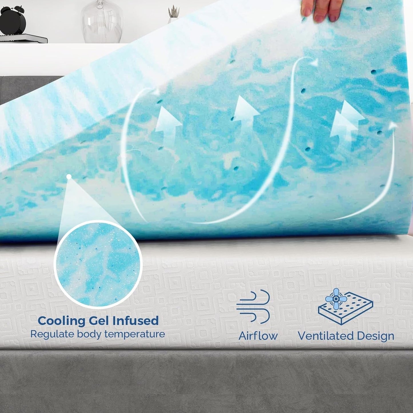 Cooling Gel Memory Foam Mattress Topper for Comfort