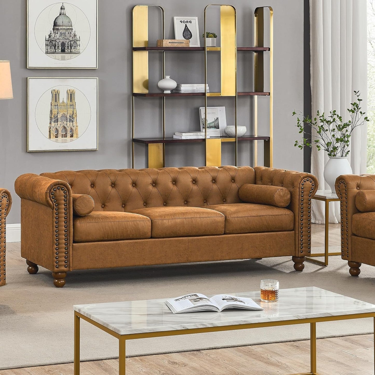 Two Piece Air Leather Sofa Set For Living Room Home Decor