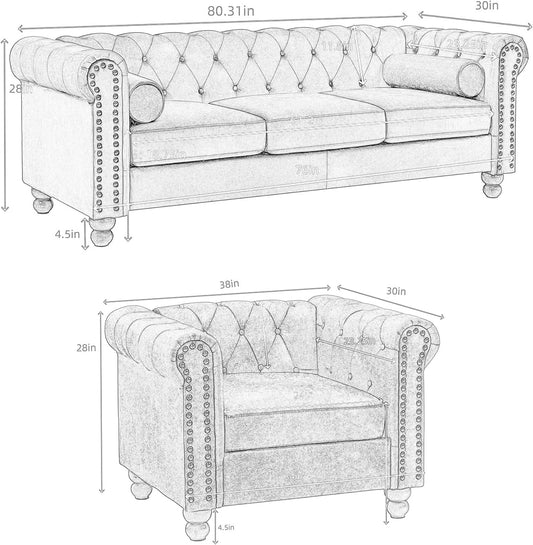 Two Piece Air Leather Sofa Set For Living Room Home Decor