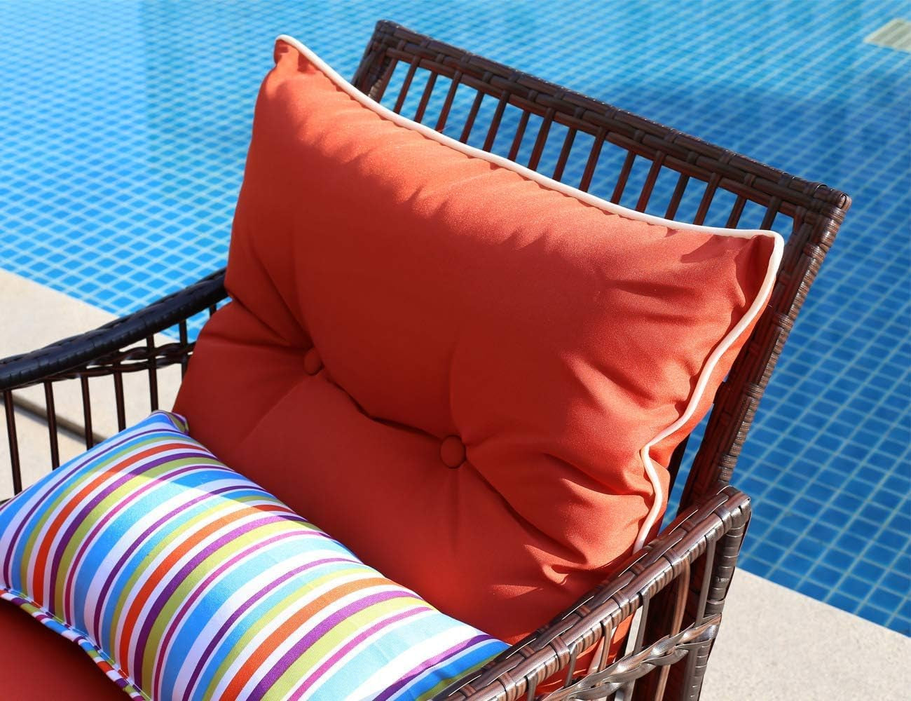 Orange 3 Piece Rocking Wicker Patio Set With Cushions