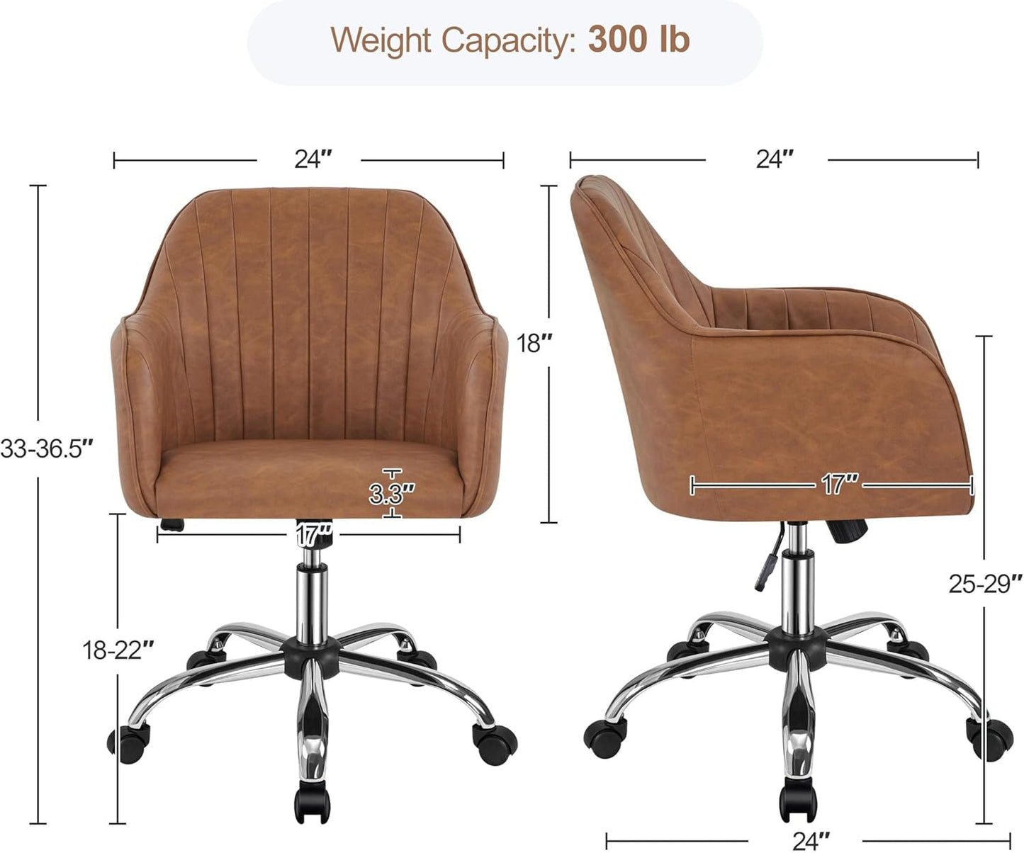 Height Adjustable Brown Ergonomic Office Desk Chair