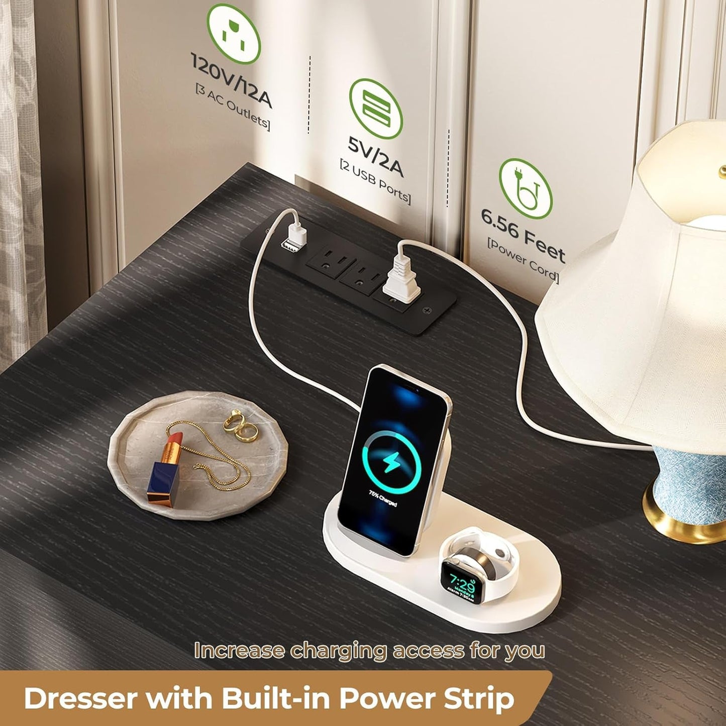 51.2 Inch Wide Dresser With Charging Station For Bedroom