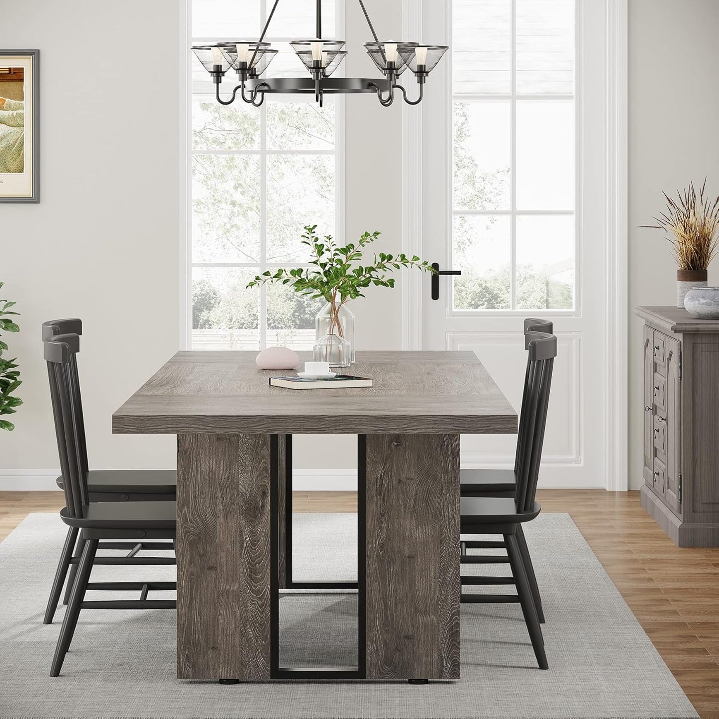 71 Inch Large Dining Table Rustic Farmhouse Style For 6 To 8